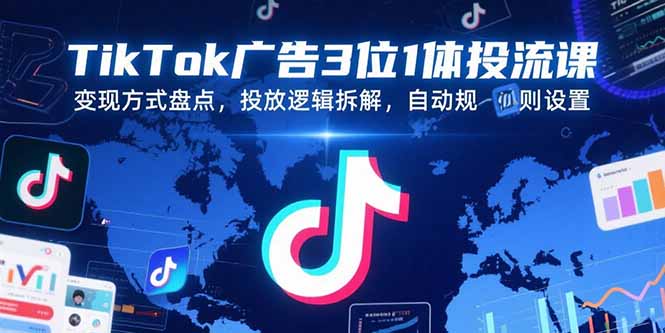 （15460期）TikTok广告3位1体投流课，变现方式盘点，投放逻辑拆解，自动规则设置