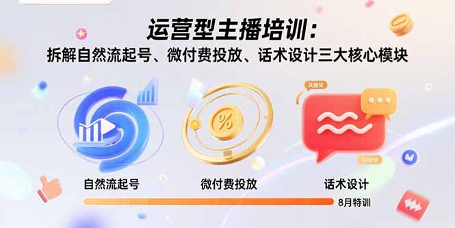 (15654期)运营型主播培训:拆解自然流起号、微付费投放、话术设计三大核心模块-8月 (15654期)运营型主播培训:拆解自然流起号、微付费投放、话术设计三大核心模块-8月