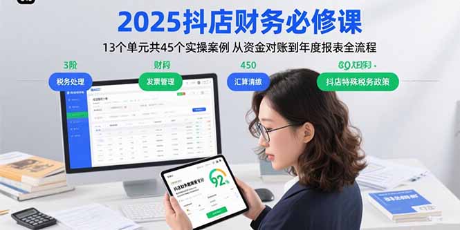 （15763期）2025抖店财务必修课：13个单元共45个实操案例 从资金对账到年度报表全流程