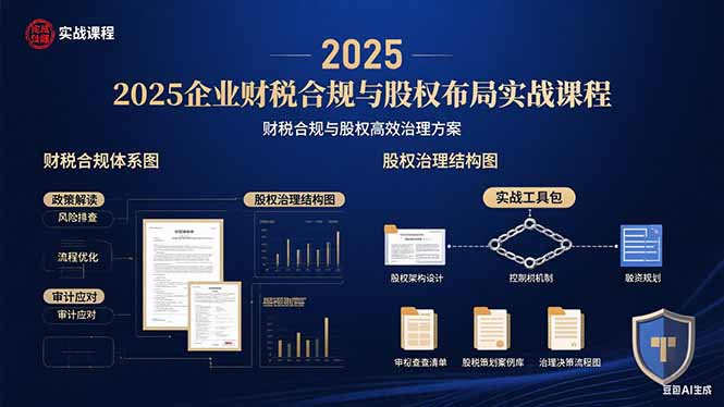 （15802期）2025企业财税合规与股权布局的实战课程：财税合规与股权高效治理方案