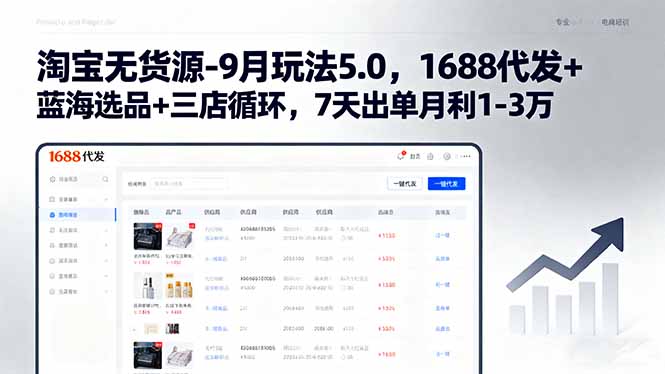 (15972期)淘宝无货源-9月玩法5.0,1688代发+蓝海选品+三店循环,7天出单月利1-3万 (15972期)淘宝无货源-9月玩法5.0,1688代发+蓝海选品+三店循环,7天出单月利1-3万