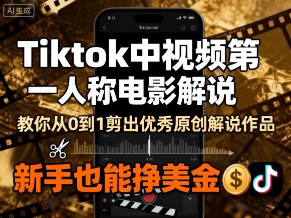 Tiktok中视频第一人称电影解说,教你从0到1剪出一个优秀的原创解说作品,新手也能挣美金 Tiktok中视频第一人称电影解说,教你从0到1剪出一个优秀的原创解说作品,新手也能挣美金