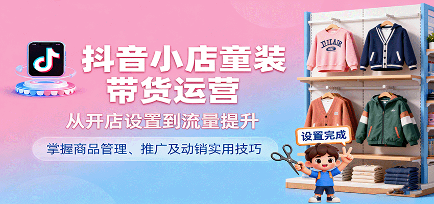 抖音小店童装带货运营,从开店设置到流量提升,掌握商品管理、推广及动销实用技巧 抖音小店童装带货运营,从开店设置到流量提升,掌握商品管理、推广及动销实用技巧