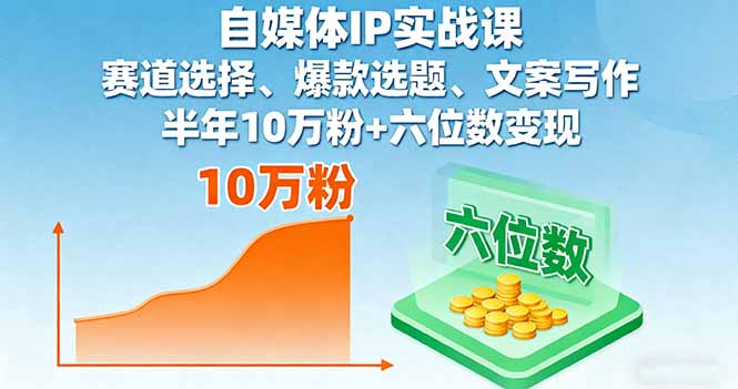 （16121期）自媒体IP实战课，赛道选择、爆款选题、文案写作，半年10万粉+六位数变现