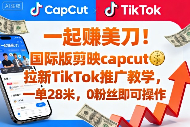 一起賺美刀!国际版剪映capcut拉新TikTok推广教学,一单28米,0粉丝即可操作(附推广入口和教学) 一起賺美刀!国际版剪映capcut拉新TikTok推广教学,一单28米,0粉丝即可操作(附推广入口和教学)