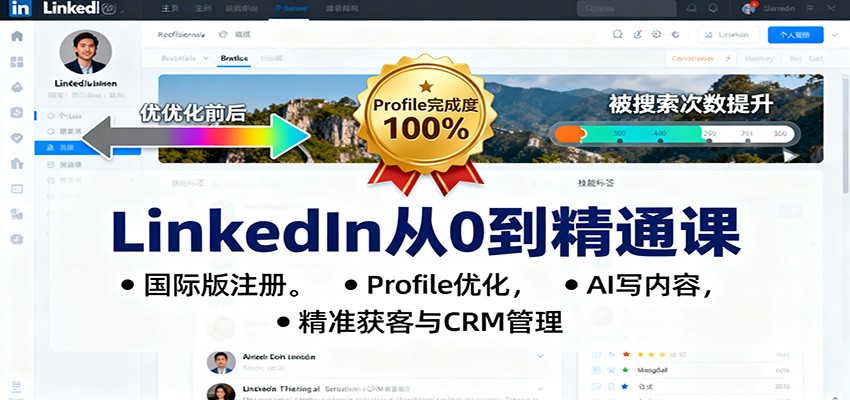 LinkedIn从0到精通课:国际版注册,Profile优化,AI写内容,精准获客与CRM管理 LinkedIn从0到精通课:国际版注册,Profile优化,AI写内容,精准获客与CRM管理