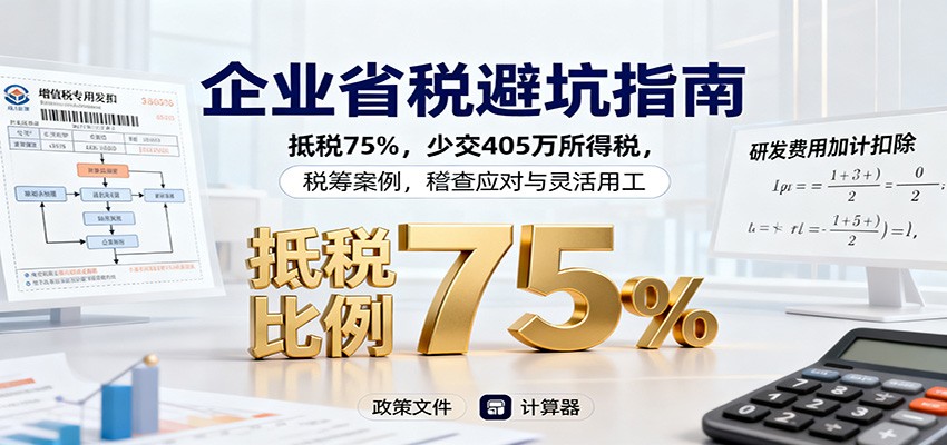 企业省税避坑指南:抵税75%,少交405万所得税,税筹案例,稽查应对与灵活用工 企业省税避坑指南:抵税75%,少交405万所得税,税筹案例,稽查应对与灵活用工