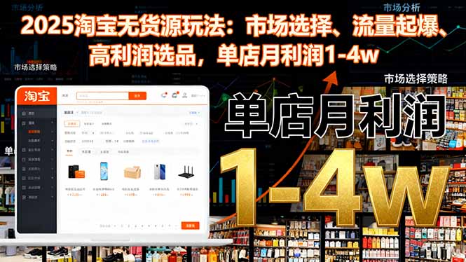 (16445期)2025淘宝无货源玩法:市场选择、流量起爆、高利润选品,单店月利润1-4w (16445期)2025淘宝无货源玩法:市场选择、流量起爆、高利润选品,单店月利润1-4w