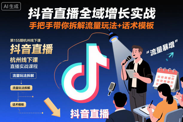 抖音直播全域增长实战第155期杭州线下课,手把手带你拆解流量玩法+话术模板 抖音直播全域增长实战第155期杭州线下课,手把手带你拆解流量玩法+话术模板
