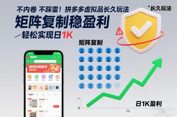 不内卷不踩雷!拼多多虚拟品长久玩法,矩阵复制稳盈利,轻松实现日1K 不内卷不踩雷!拼多多虚拟品长久玩法,矩阵复制稳盈利,轻松实现日1K