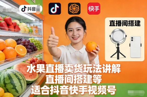 水果直播卖货玩法讲解、直播间搭建等,适合抖音快手视频号 水果直播卖货玩法讲解、直播间搭建等,适合抖音快手视频号
