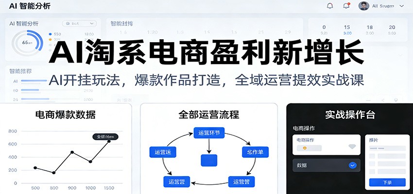 AI淘系电商盈利新增长,AI开挂玩法,爆款作品打造,全域运营提效实战课 AI淘系电商盈利新增长,AI开挂玩法,爆款作品打造,全域运营提效实战课