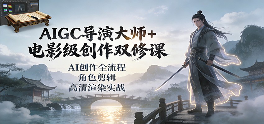 AIGC导演大师+电影级创作双修课:AI创作全流程、角色剪辑、高清渲染实战 AIGC导演大师+电影级创作双修课:AI创作全流程、角色剪辑、高清渲染实战