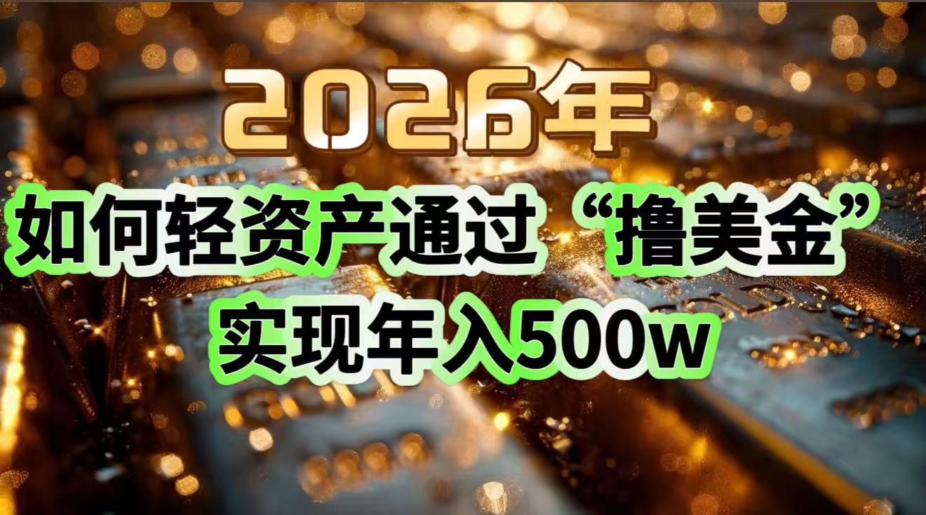 2026年如何轻资产通过“撸美金”实现年入500w