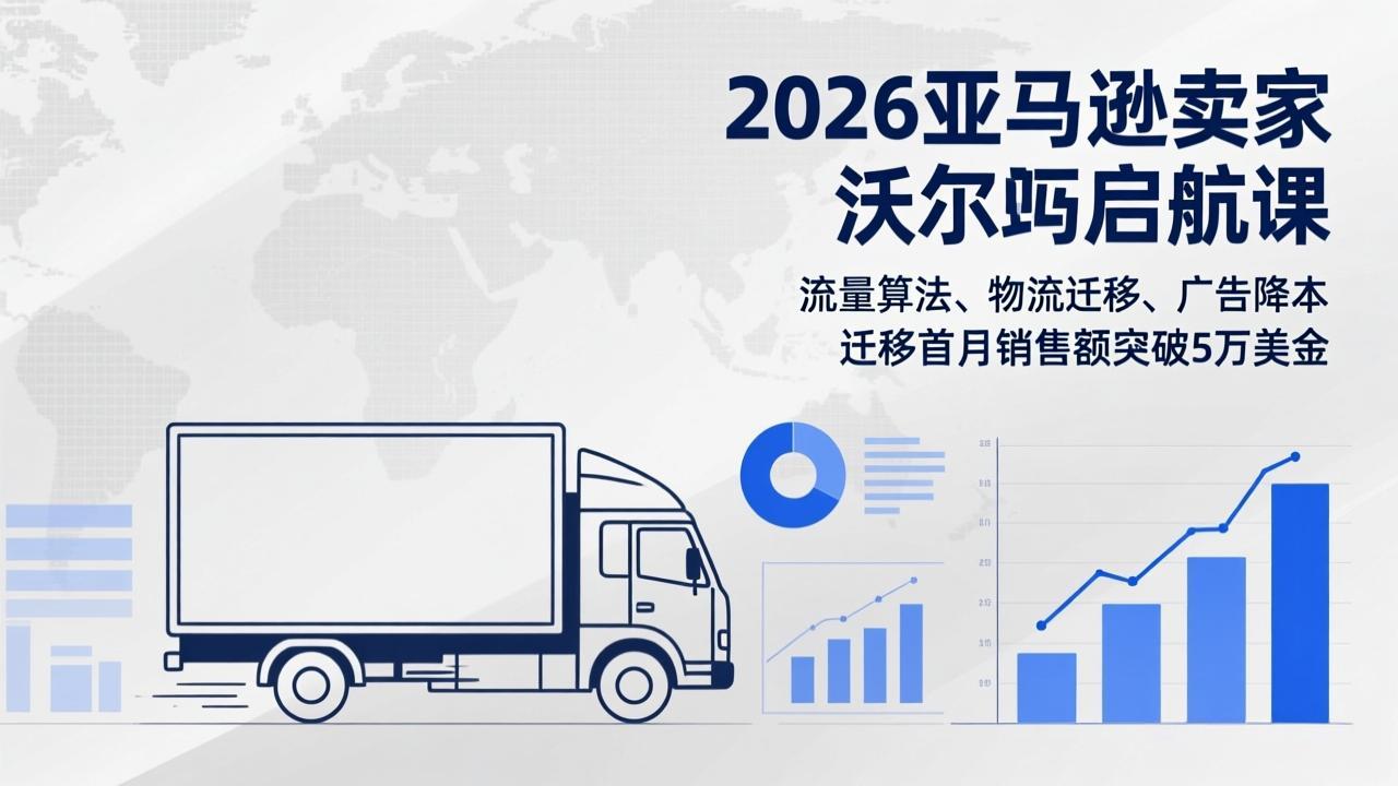 2026亚马逊卖家沃尔玛启航课，流量算法、物流迁移、广告降本，迁移首月销售额突破5万美金