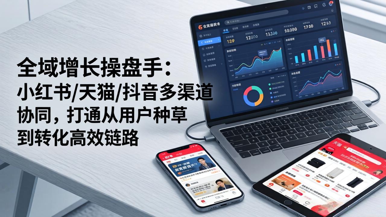 全域增长操盘手：小红书/天猫/抖音多渠道协同，打通从用户种草到转化高效链路