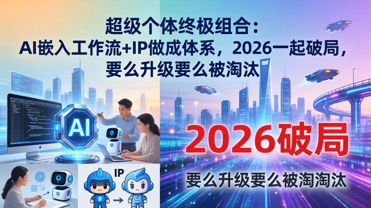 超级个体终极组合-更新：AI嵌入工作流+IP做成体系，2026一起破局，要么升级要么被淘汰