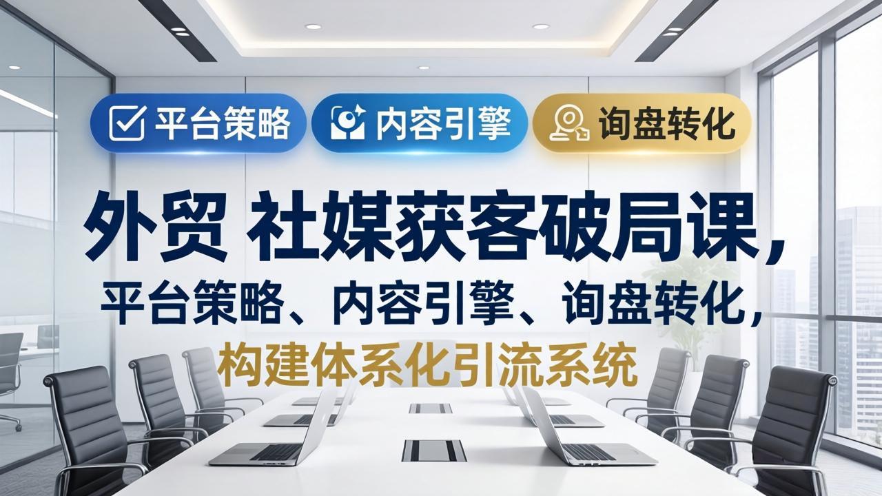 外贸 社媒获客破局课，平台策略、内容引擎、询盘转化，构建体系化引流系统（更新26年3月）