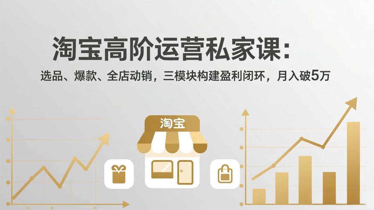 淘宝高阶运营私家课（更新26年4月18）：选品、爆款、全店动销，三模块构建盈利闭环，月入破5万