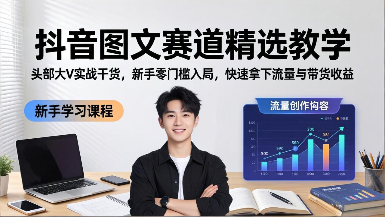 抖音图文赛道精选教学，头部大V实战干货，新手零门槛入局，快速拿下流量与带货收益