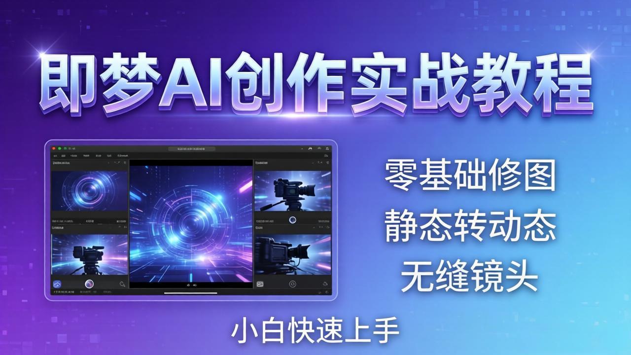 即梦AI创作实战教程，从零基础修图到AI导演，实战教学静态转动态+无缝镜头，小白快速上手