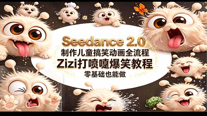 Seedance 2.0 制作儿童搞笑动画全流程Zizi打喷嚏爆笑教程｜零基础也能做