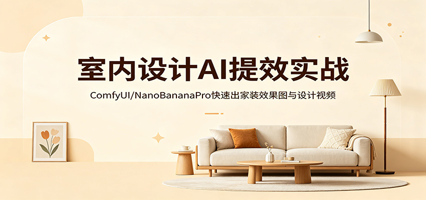 室内设计AI提效实战：ComfyUI/NanoBananaPro快速出家装效果图与设计视频