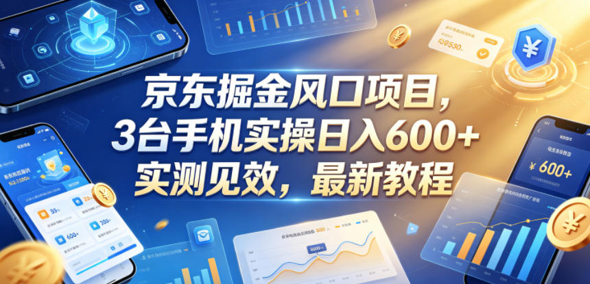 京东掘金风口项目，3台手机实操日入600+，实测见效，最新教程