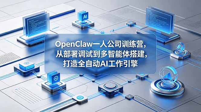 OpenClaw 一人公司训练营，从部署调试到多智能体搭建，打造全自动 AI 工作引擎