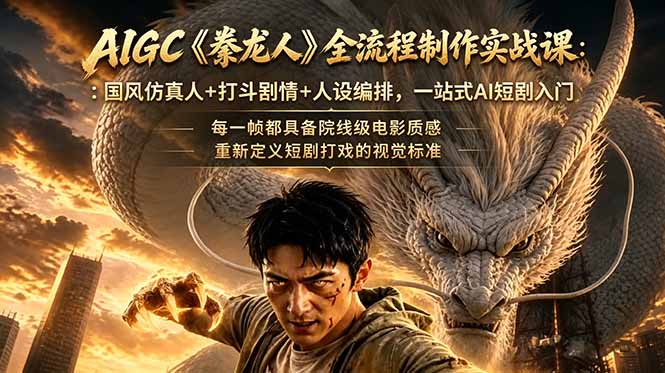 AIGC《豢龙人》全流程制作实战课：国风仿真人+打斗剧情+人设编排，一站式AI短剧入门
