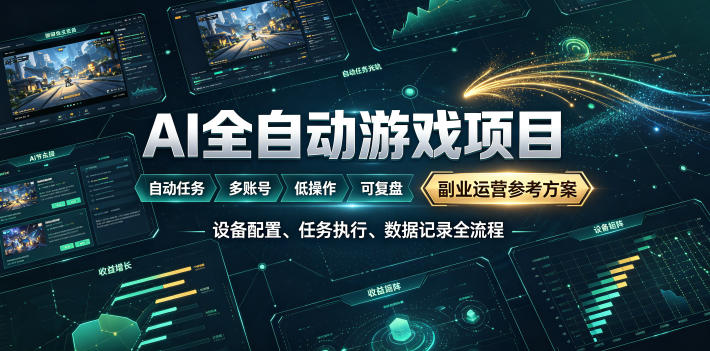 AI全自动游戏躺賺副业：日入几百，稳定运行三年的项目！
