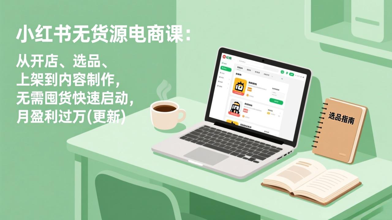 小红书无货源电商课(7月更新)：从开店、选品、上架到内容制作，无需囤货快速启动，月盈利过万
