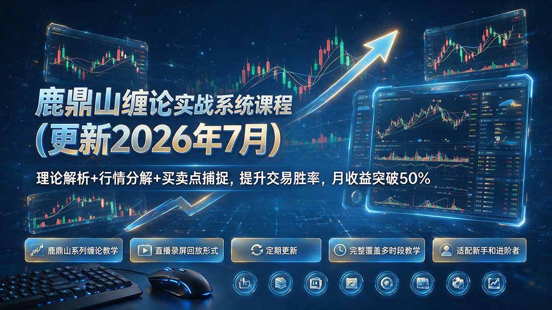 鹿鼎山缠论实战系统课程(更新26年7月)，理论解析+行情分解+买卖点捕捉，提升交易胜率，月收益突破50%