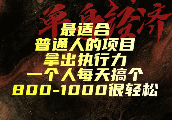 最适合普通人的项目，拿出执行力一个人每天搞个800-1k很轻松