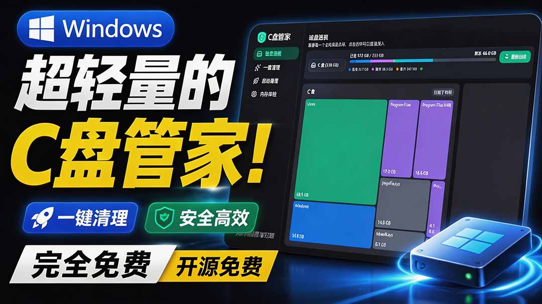 Windows 超轻量的C盘管家！超级有特点，支持磁盘分析及清理提醒，2M大小体积，完全免费 C盘管家