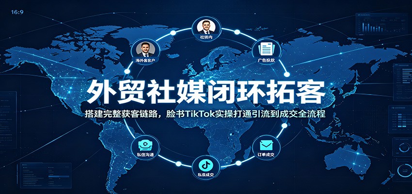 外贸社媒闭环拓客：搭建完整获客链路，脸书TikTok实操打通引流到成交全流程