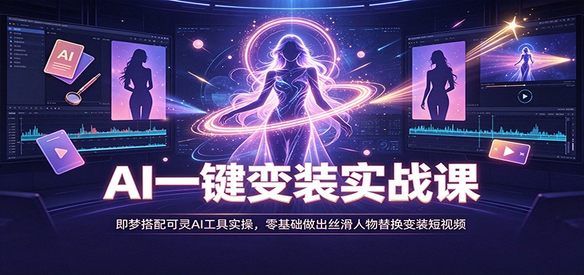 AI一键变装实战课：即梦搭配可灵AI工具实操，零基础做出丝滑人物替换变装短视频