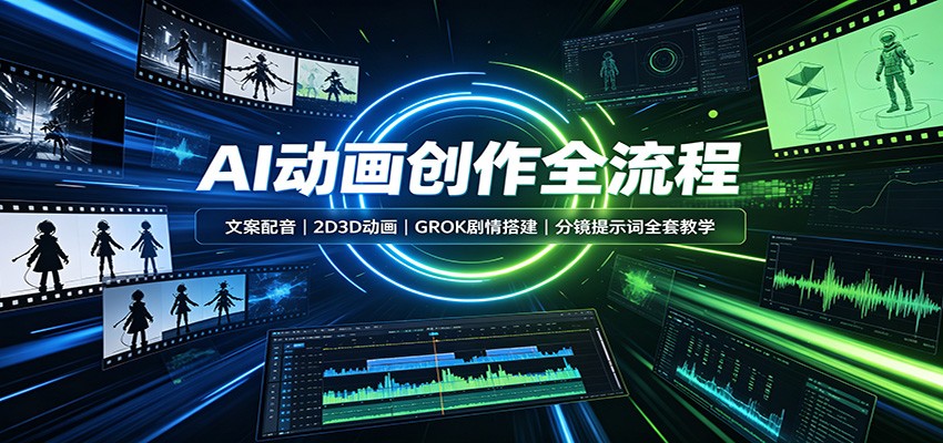AI动画创作全流程：文案配音，2D3D动画，GROK剧情搭建，分镜提示词全套教学