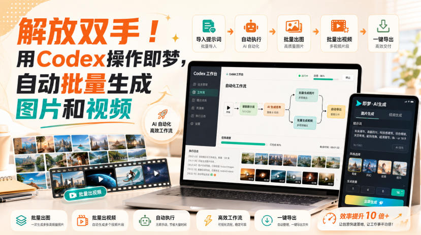 解放双手！用Codex操作即梦，自动批量生成图片和视频