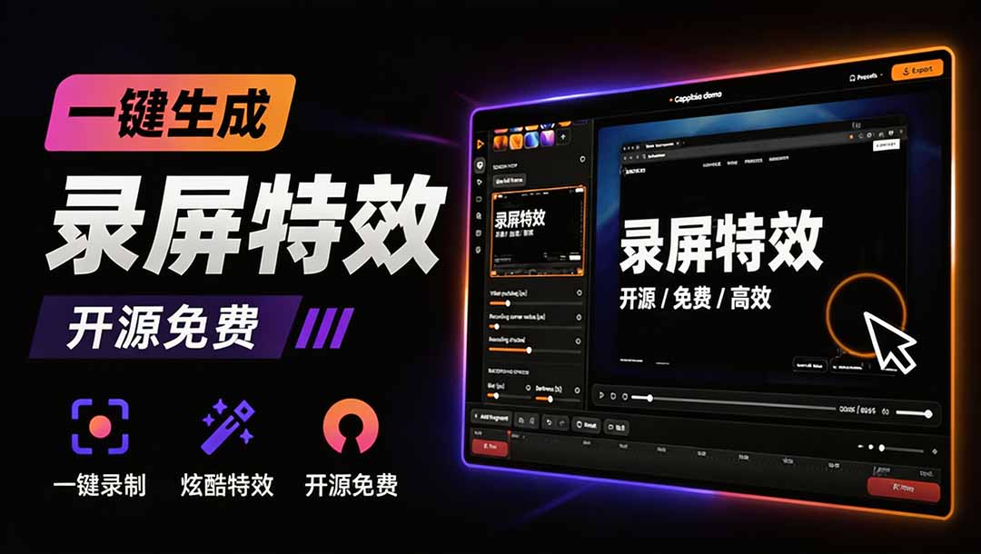 Windows录屏神器来了！一键添加自动缩放、光标润色与画面美化效果，轻松省下笔录屏软件费用 Capptivo