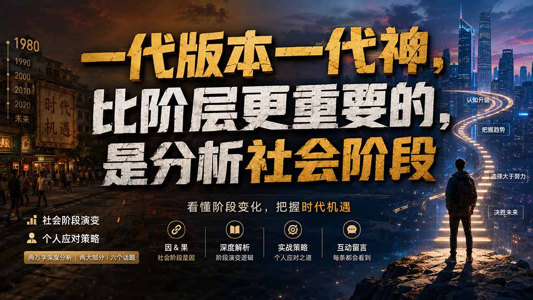 付费文章：一代版本一代神，比阶层更重要的，是分析社会阶段