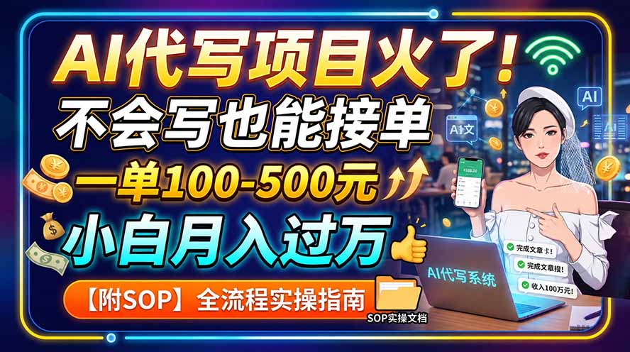 AI代写项目火了！不会写也能接单，一单100-500元，小白月入过万【附SOP】