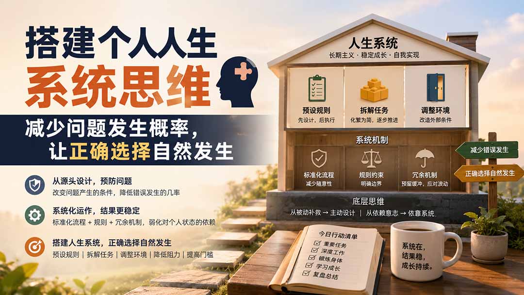 付费文章：搭建个人人生系统思维：减少问题发生概率，让正确选择自然发生