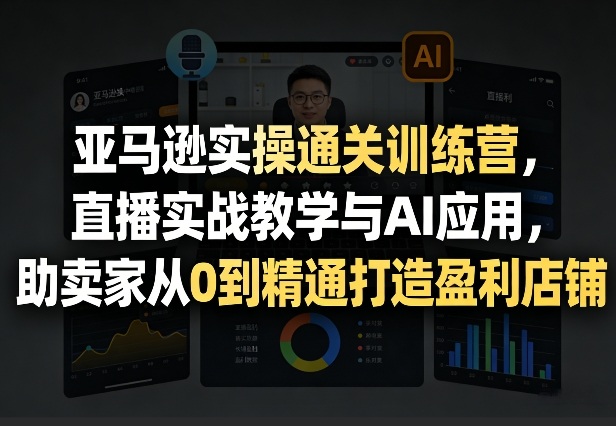 亚马逊实操通关训练营，直播实战教学与AI应用，助卖家从0到精通打造盈利店铺（更新8月17日）