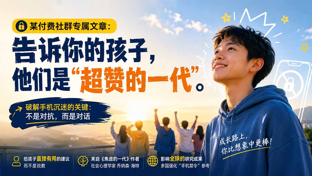 某付费社群专属文章：告诉你的孩子，他们是“超赞的一代”。