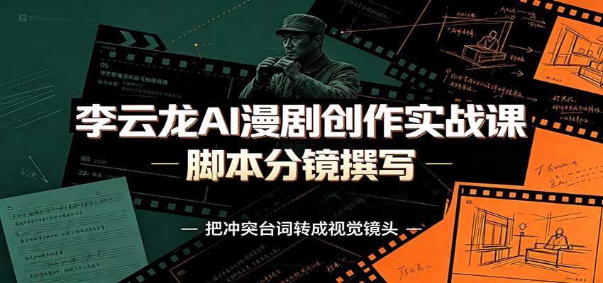 李云龙AI漫剧创作实战课：角色人设还原，脚本分镜撰写，AI漫剧成片完整制作教学