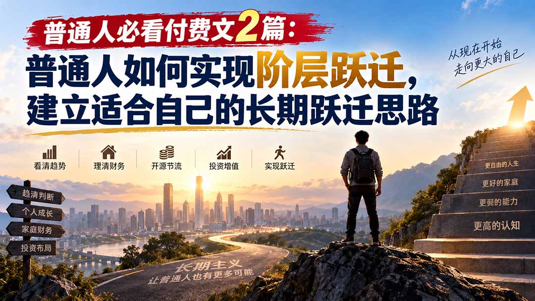 普通人必看付费文2篇：普通人如何实现阶层跃迁，建立适合自己的长期跃迁思路