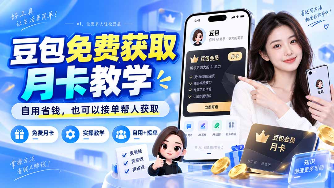 豆包免费获取月卡教学，自用省钱，也可以接单帮人获取