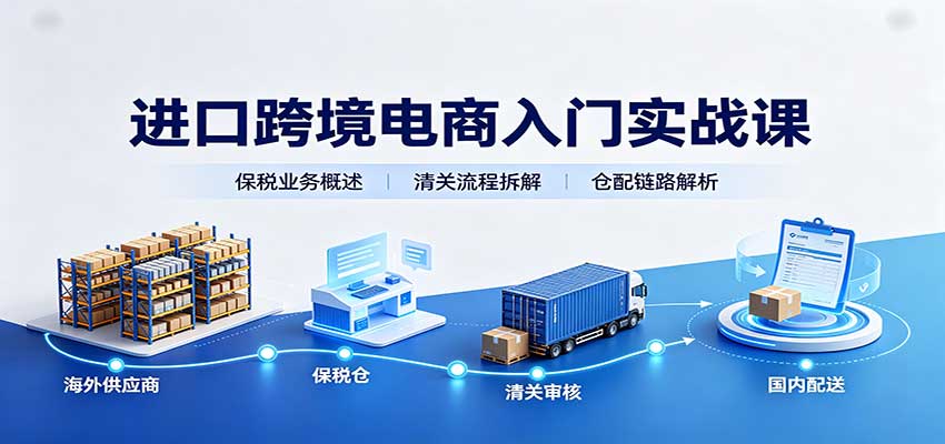 进口跨境电商入门实战课：基础概念政策解读，保税业务流程，多类系统模式教学