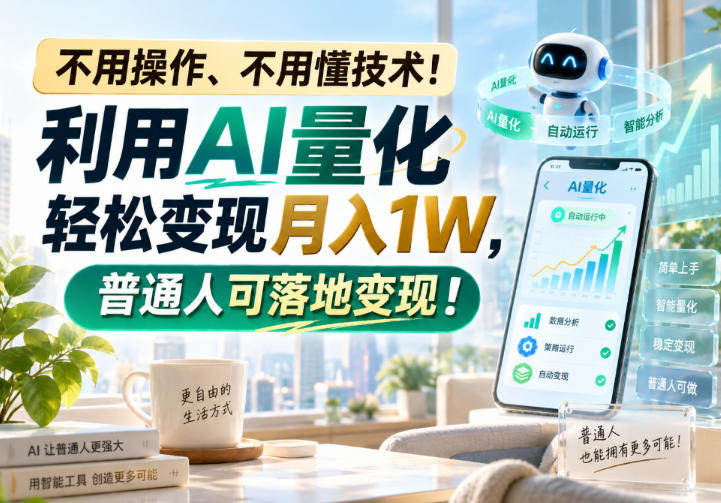 利用AI量化轻松变现月入1W，普通人可落地变现，不用操作、不用懂技术！